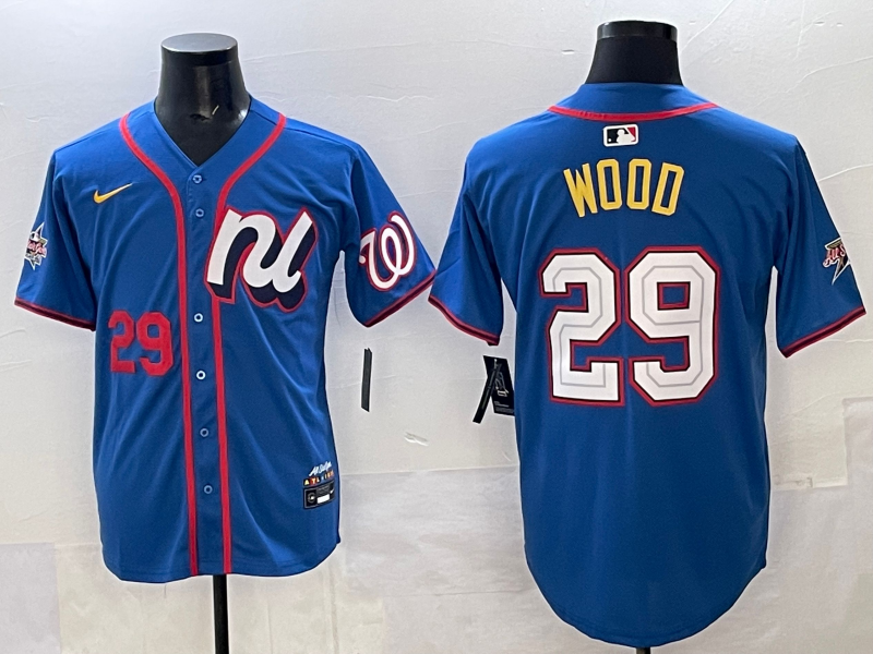 Men 2025 Washington Nationals #29 Wood blue MLB All Star Nike jersey style 2